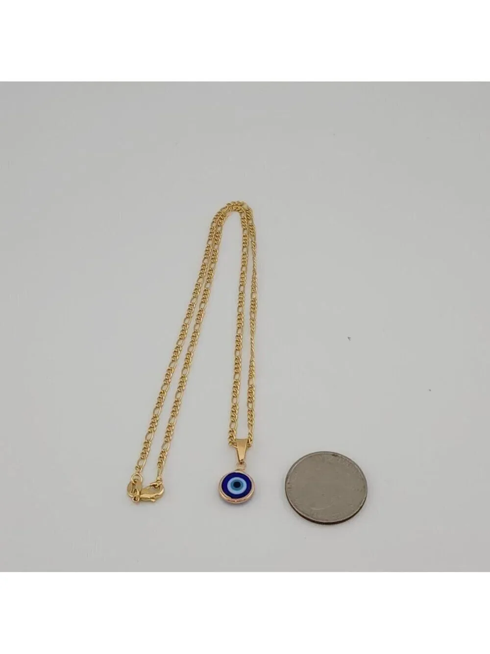 Brand New Brazilian 18k Gold Filled Blue Evil Eye Necklace
